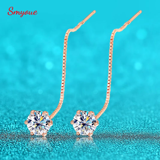 Moissanite Tassel Drop Earrings, 0.5ct or 1ct Each