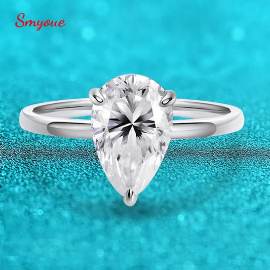Pear Moissanite Solitaire Ring, 1ct to 4ct in 925
