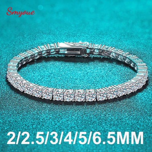 Moissanite Tennis Bracelet, 2mm to 6.5mm in 925 Silver