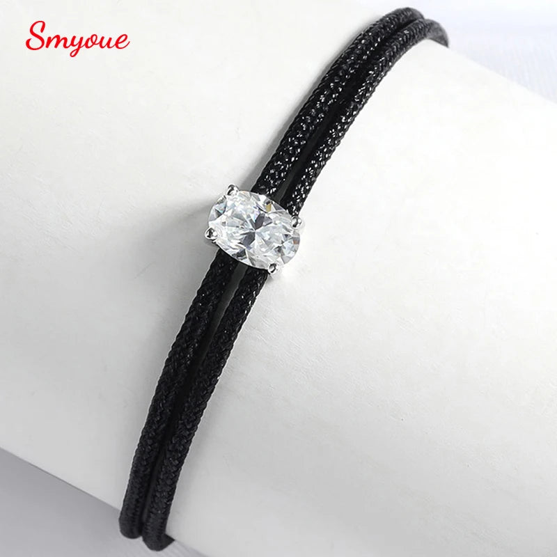 Oval 5x7mm Moissanite Rope Bracelet, 5 Colours, S925