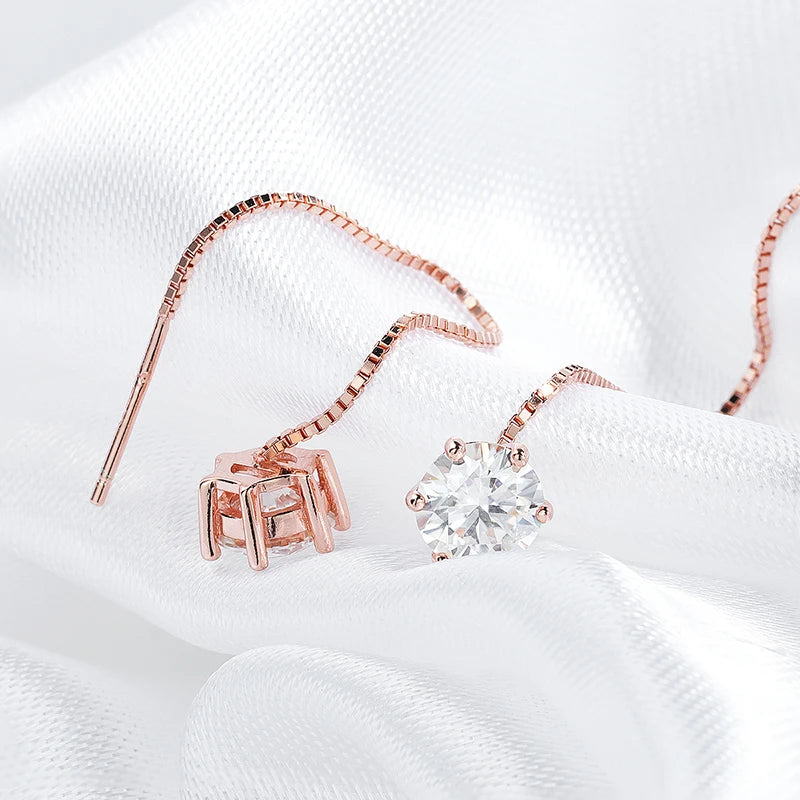 Moissanite Tassel Drop Earrings, 0.5ct or 1ct Each