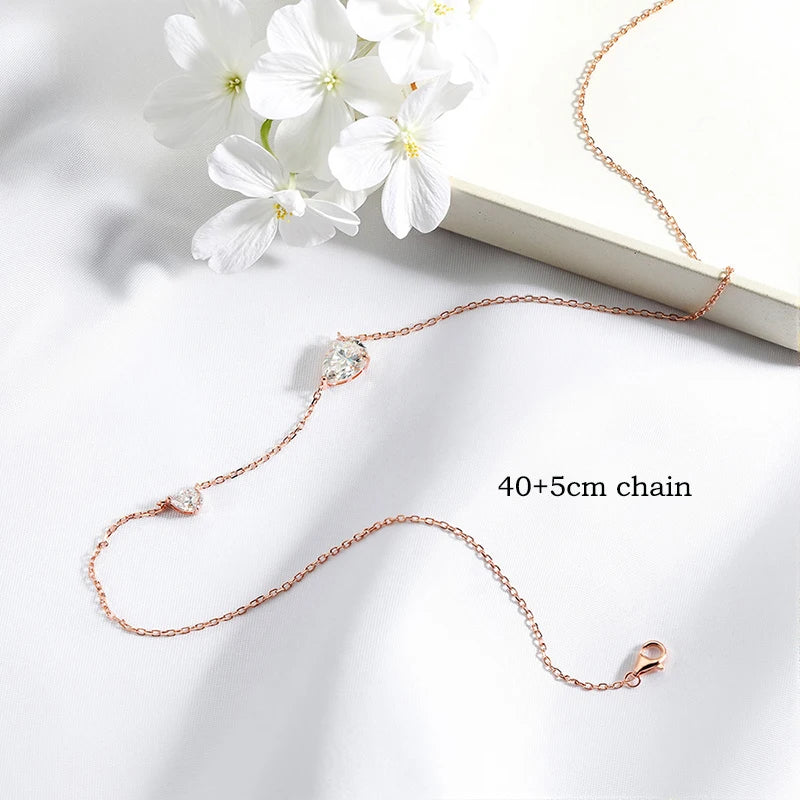 2.5cttw Two Stone Pear Moissanite Necklace, 925 Silver