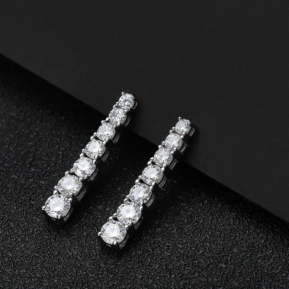 Moissanite or Zircon Drop Earrings in 925 Silver