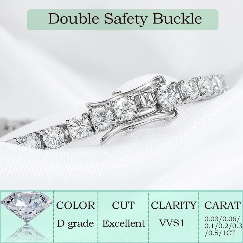 Moissanite Tennis Bracelet, 2mm to 6.5mm in 925 Silver