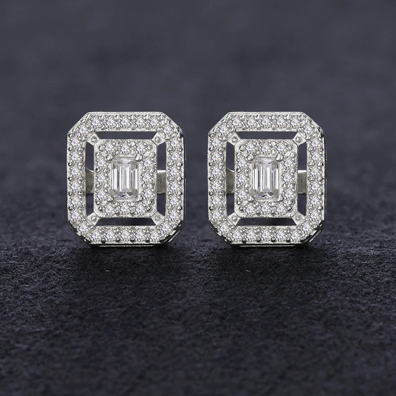 Ascher Cut Moissanite Earrings in 925 Silver