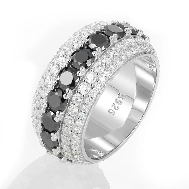 Pave Moissanite Ring, D VVS in 925 Silver, Sizes 7 to 12