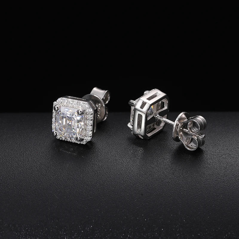 Ascher Cut Moissanite Earrings in 925 Silver