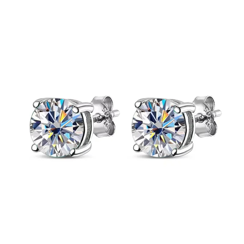 Coloured Moissanite Stud Earrings, Green Blue or White