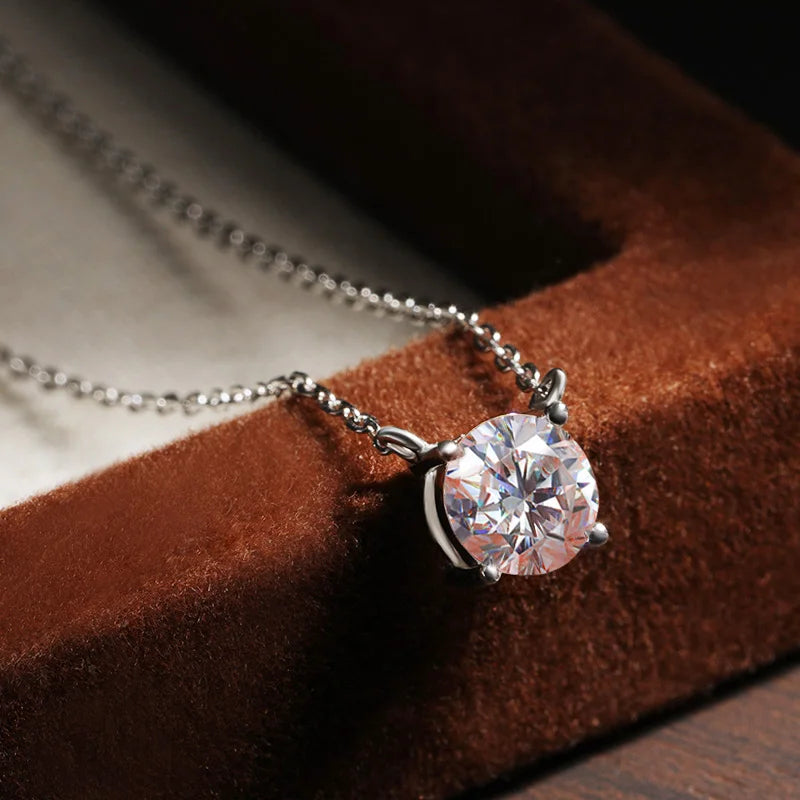 Solitaire Moissanite Necklace, 1ct to 5ct GRA Certified