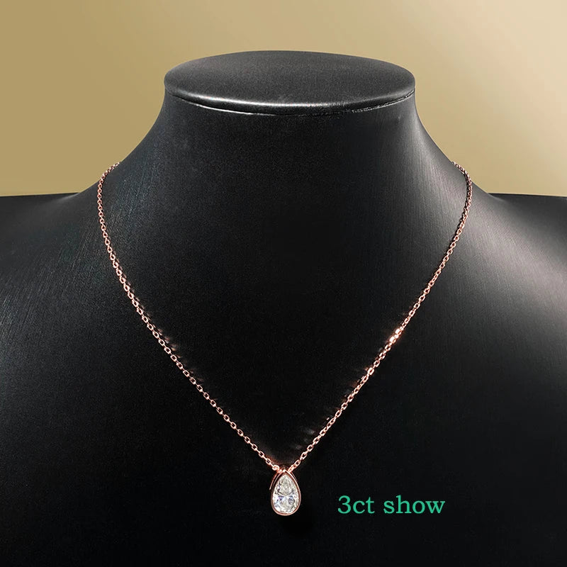 Pear Cut Moissanite Necklace, 1ct to 3ct GRA Certified