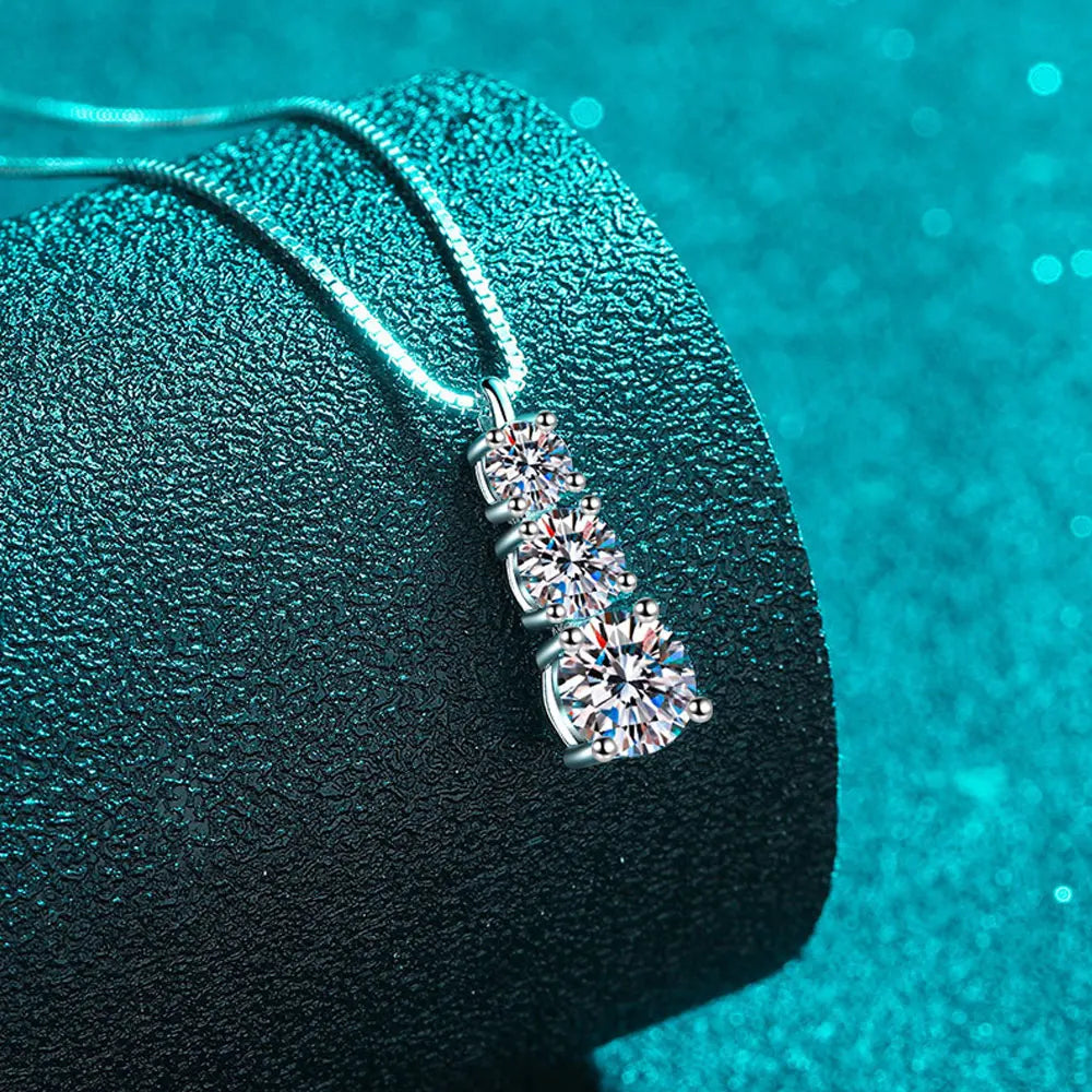 Solitaire Moissanite Necklace on Box or O Chain