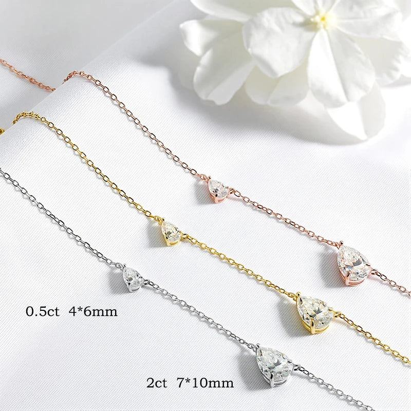 2.5cttw Two Stone Pear Moissanite Necklace, 925 Silver