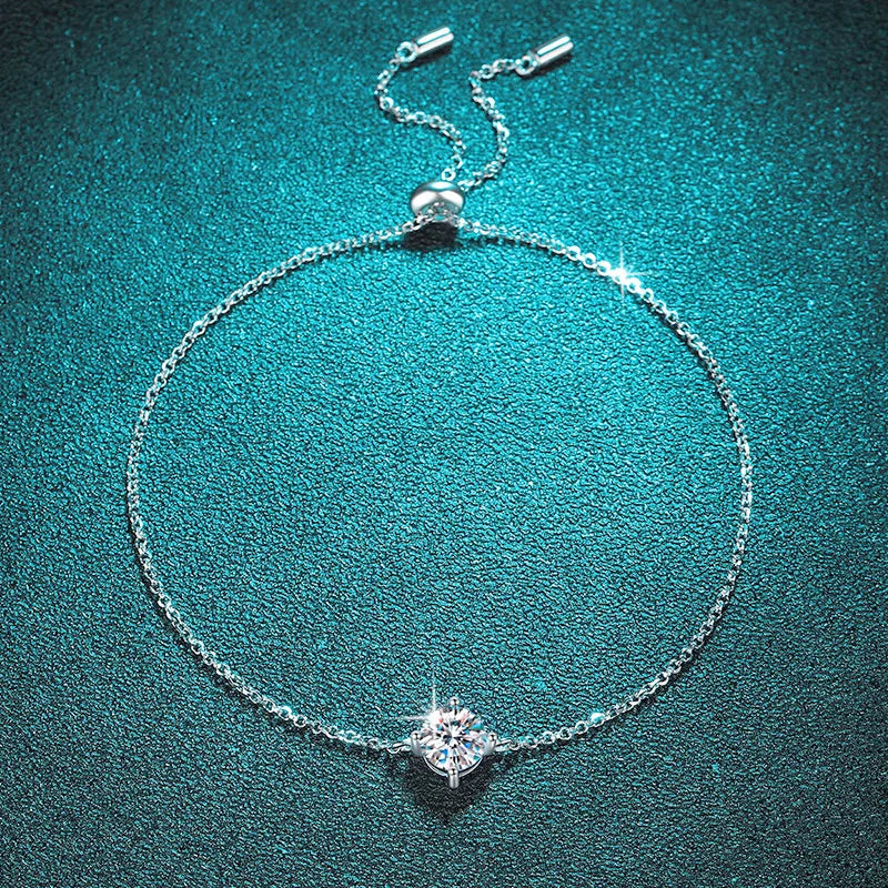1ct 6.5mm Adjustable Chain Bracelet in 925 Silver