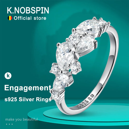 Pear Cut Moissanite Ring in 925 Silver, Sizes 5 to 9