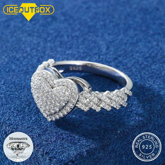 Cuban Heart Ring, Moissanite or Zircon in 925 Silver