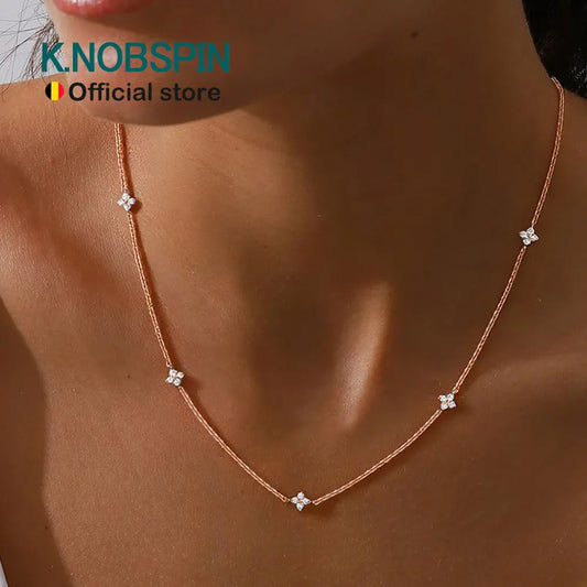 Four Leaf Clover Necklace, 2mm Stones in s925 Silver