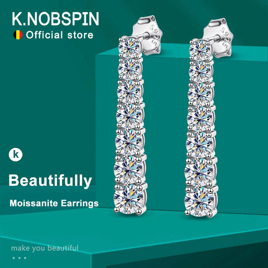 Moissanite or Zircon Drop Earrings in 925 Silver