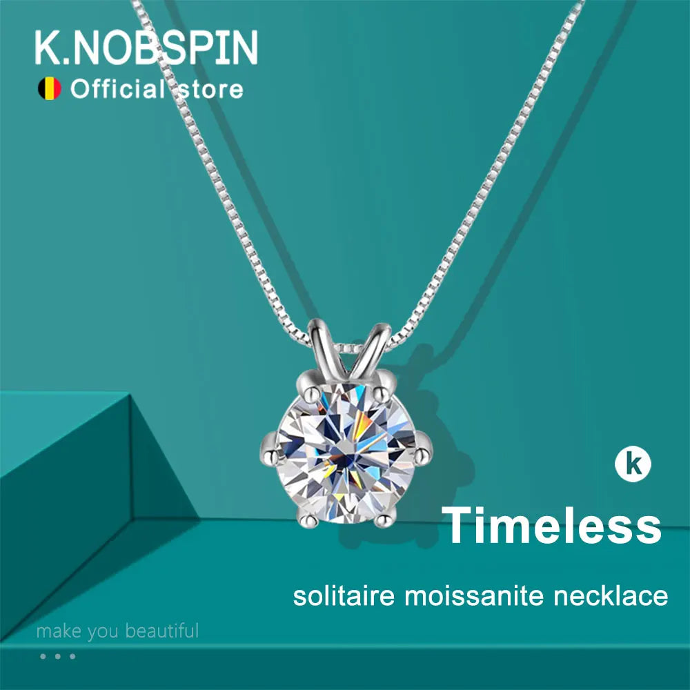 Claw Set Moissanite Solitaire Necklace, 0.5ct to 5ct