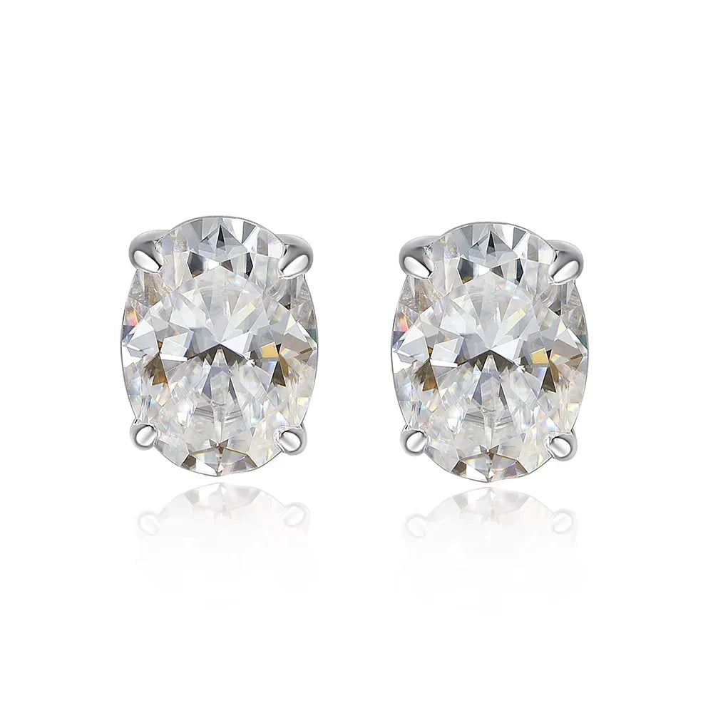 Oval Moissanite Stud Earrings, 0.5ct to 4ct GRA