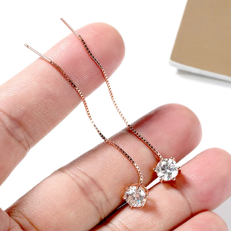 Moissanite Tassel Drop Earrings, 0.5ct or 1ct Each