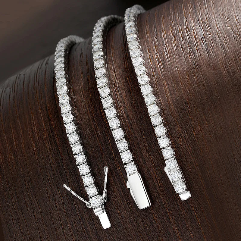 Moissanite Tennis Bracelet, 3mm GRA Certified 925 Silver
