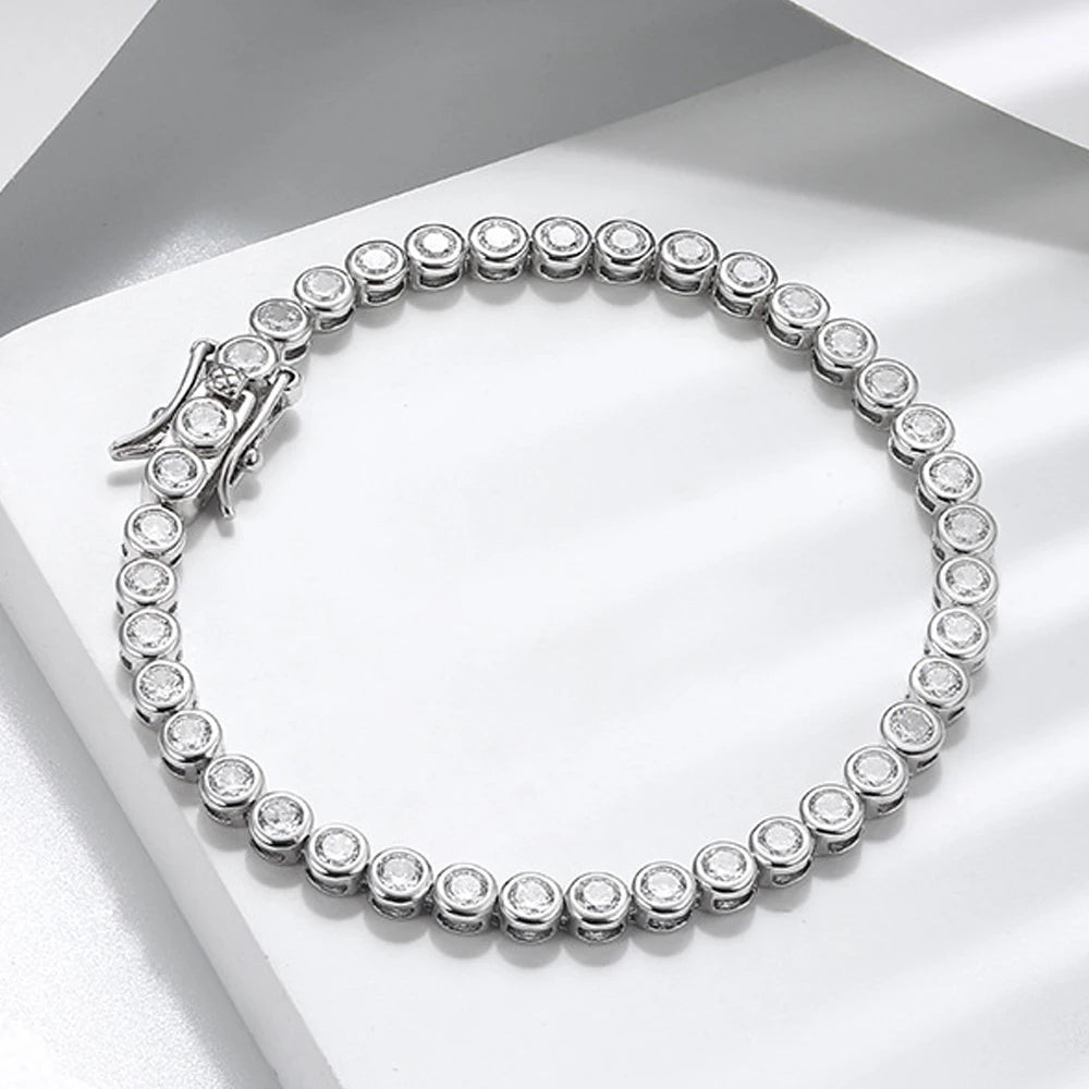 Round Tennis Bracelet, 2mm or 3mm in 925 Silver