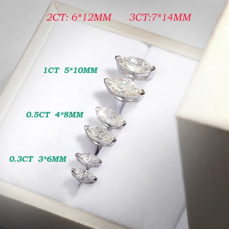 Marquise Moissanite Stud Earrings, 0.3ct to 3ct Each