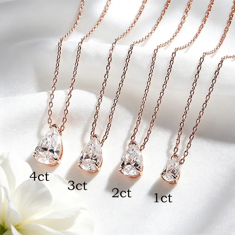 Pear Cut Moissanite Pendant Necklace, 1ct to 5ct, 925
