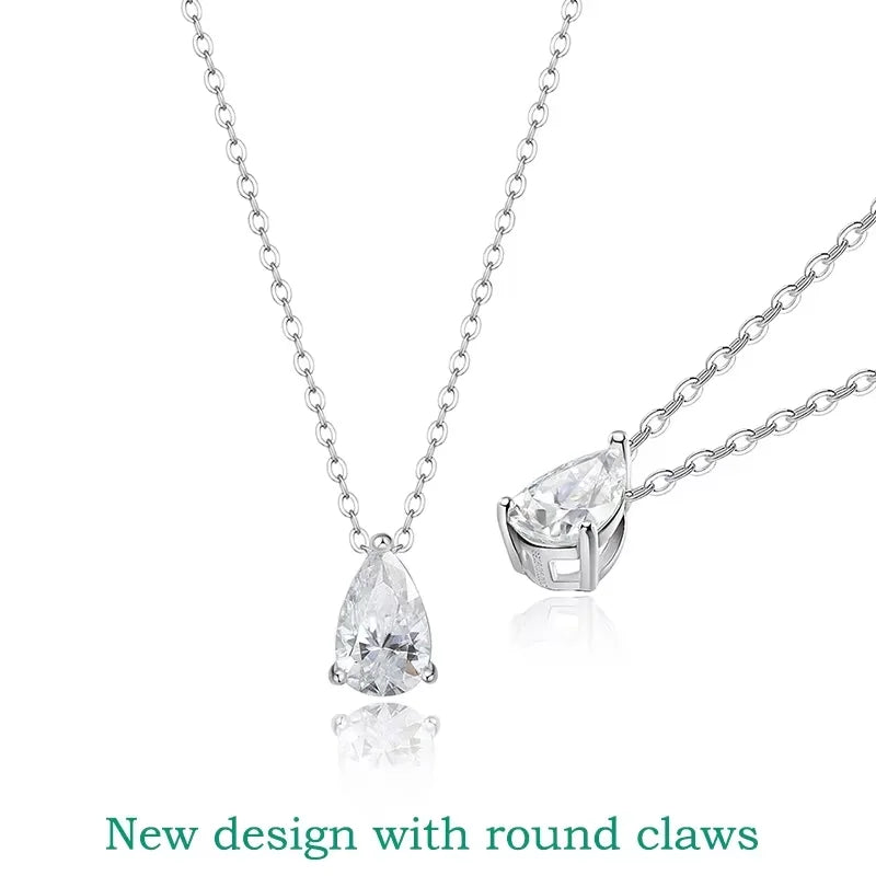 Pear Moissanite Pendant Necklace, 1ct to 4ct, 3 Styles
