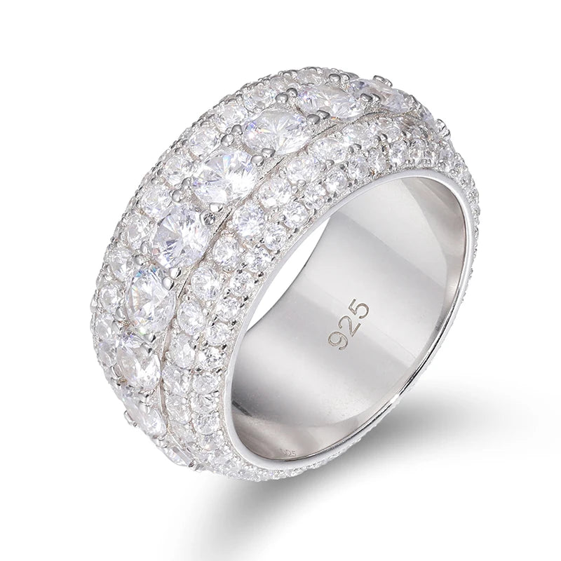 Pave Moissanite Ring, D VVS in 925 Silver, Sizes 7 to 12