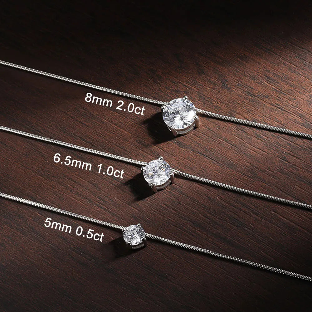 Dainty Moissanite Pendant Necklace, 0.5ct to 2ct s925