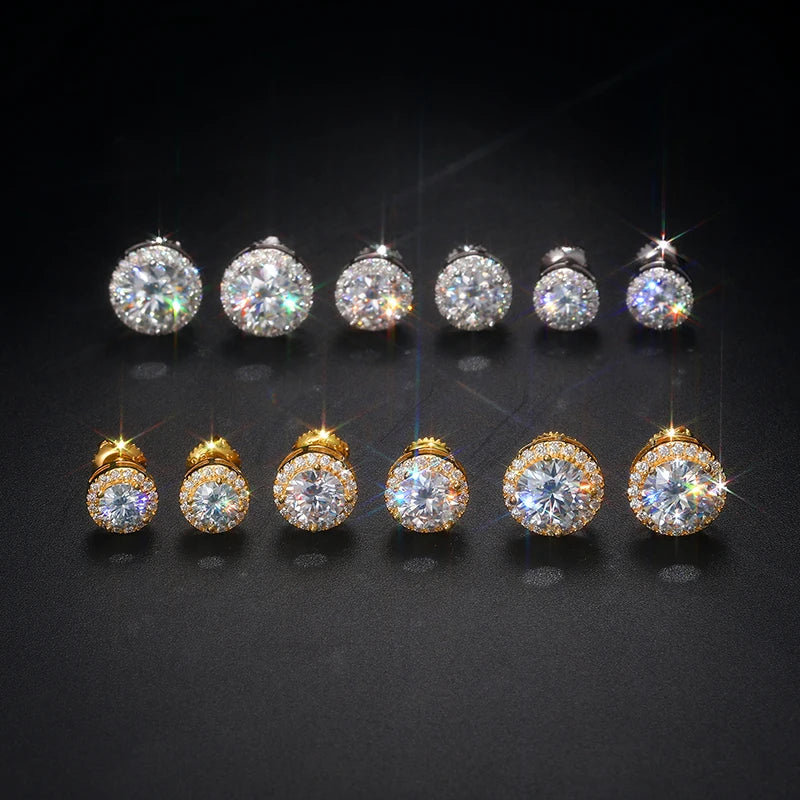 Round Moissanite Stud Earrings, 3mm and Up in 925 Silver