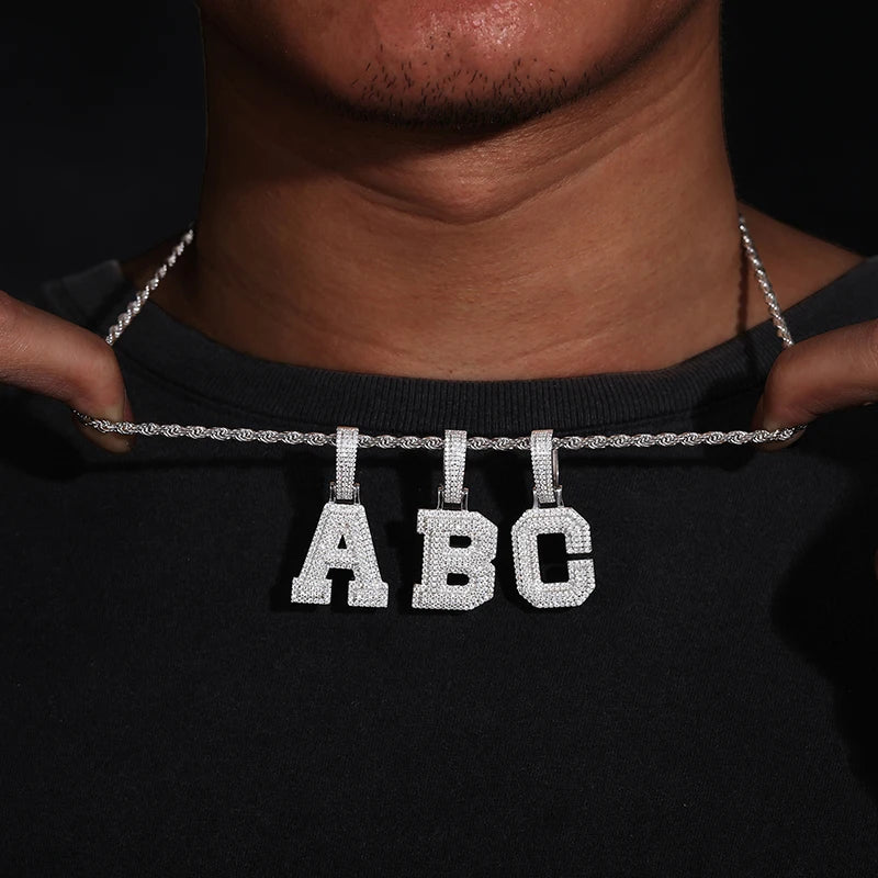 A to Z Letter Moissanite Pendant, Iced Out S925