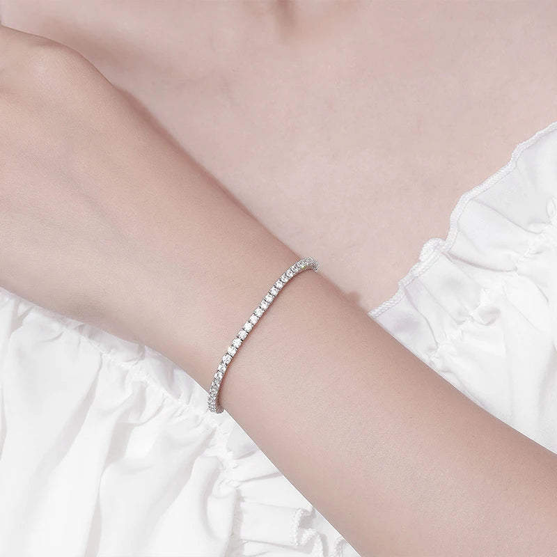 Moissanite Tennis Bracelet, 2mm to 6.5mm in 925 Silver
