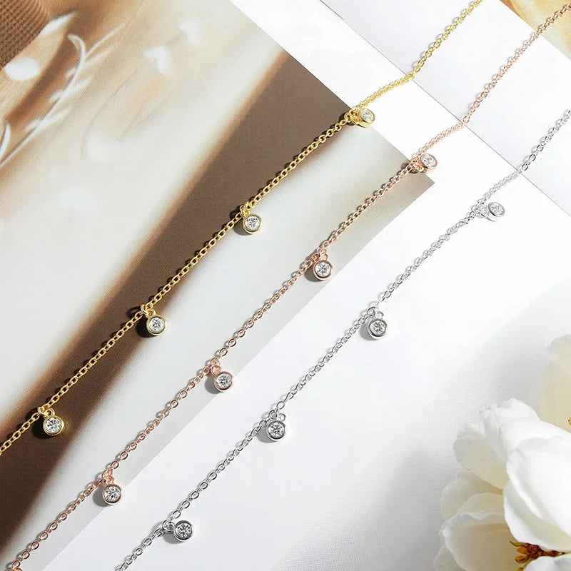 8 Stone Bubble Moissanite Necklace in 925 Silver