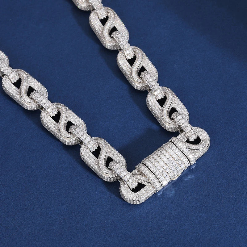 Baguette Moissanite Cuban Necklace, 6mm to 20mm, 925