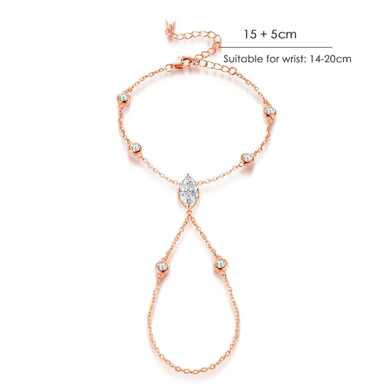 Marquise Moissanite Hand Chain Bracelet