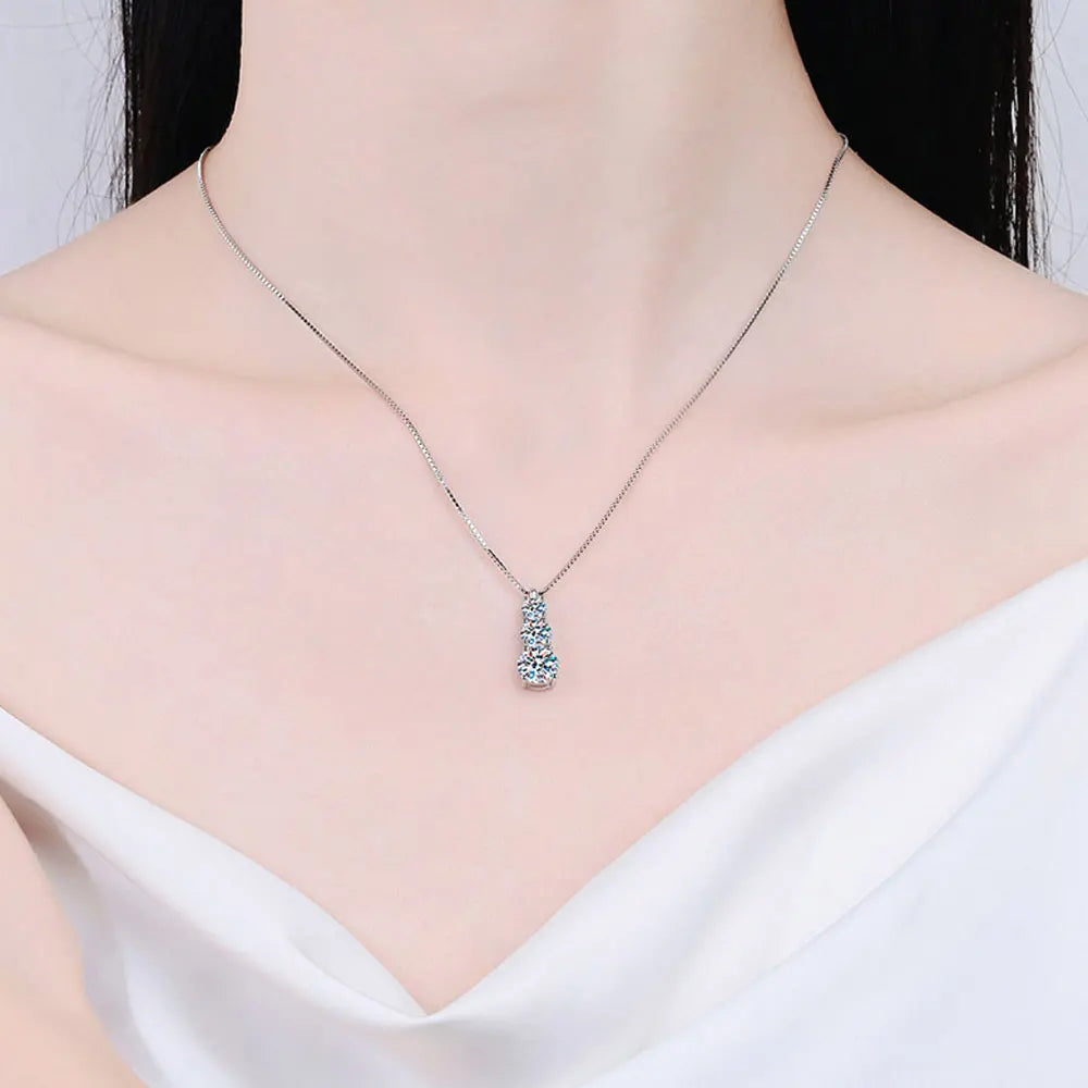 Solitaire Moissanite Necklace on Box or O Chain