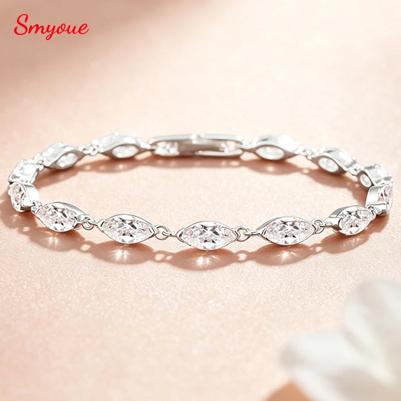 Marquise Moissanite Tennis Bracelet in Pure 925 Silver