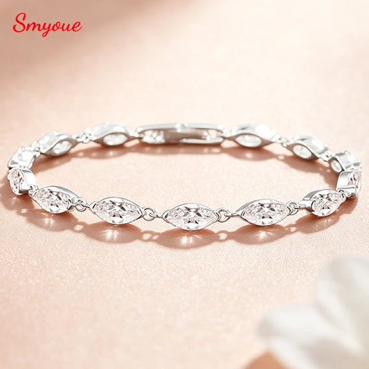 Marquise Moissanite Tennis Bracelet in Pure 925 Silver