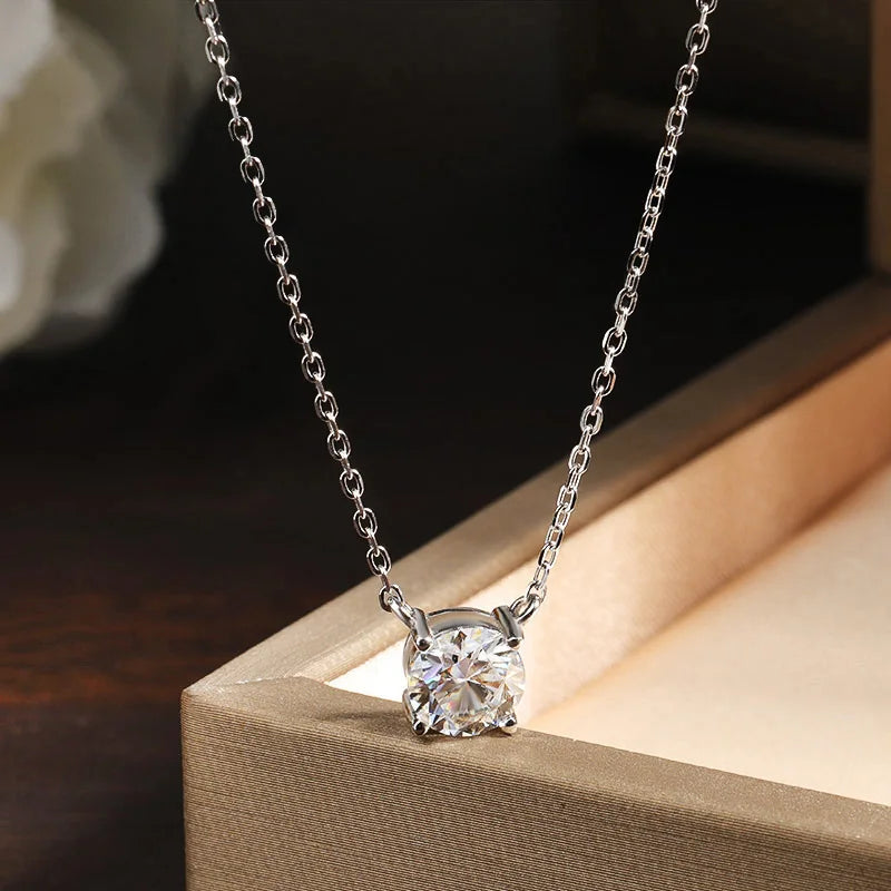 Solitaire Moissanite Necklace, 1ct to 5ct GRA Certified