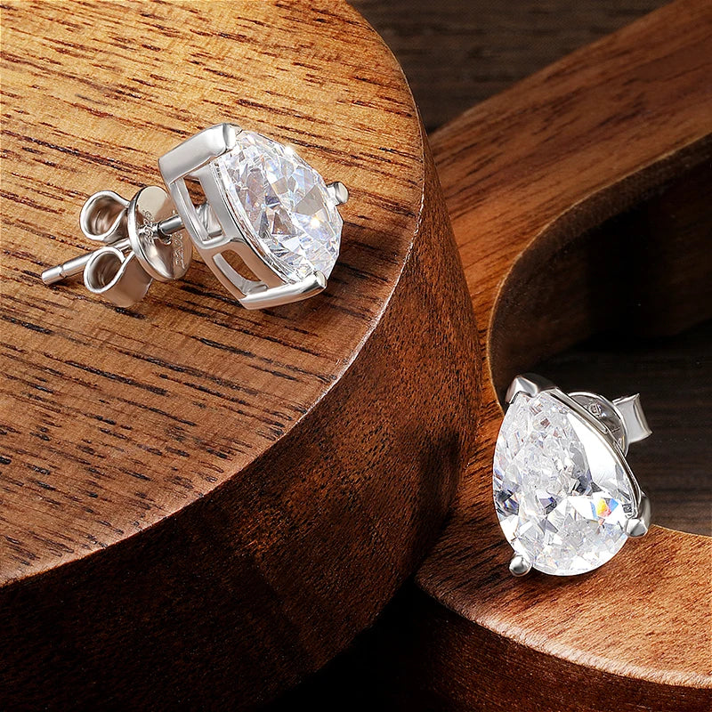 Pear Moissanite Stud Earrings, 0.5ct to 4ct GRA