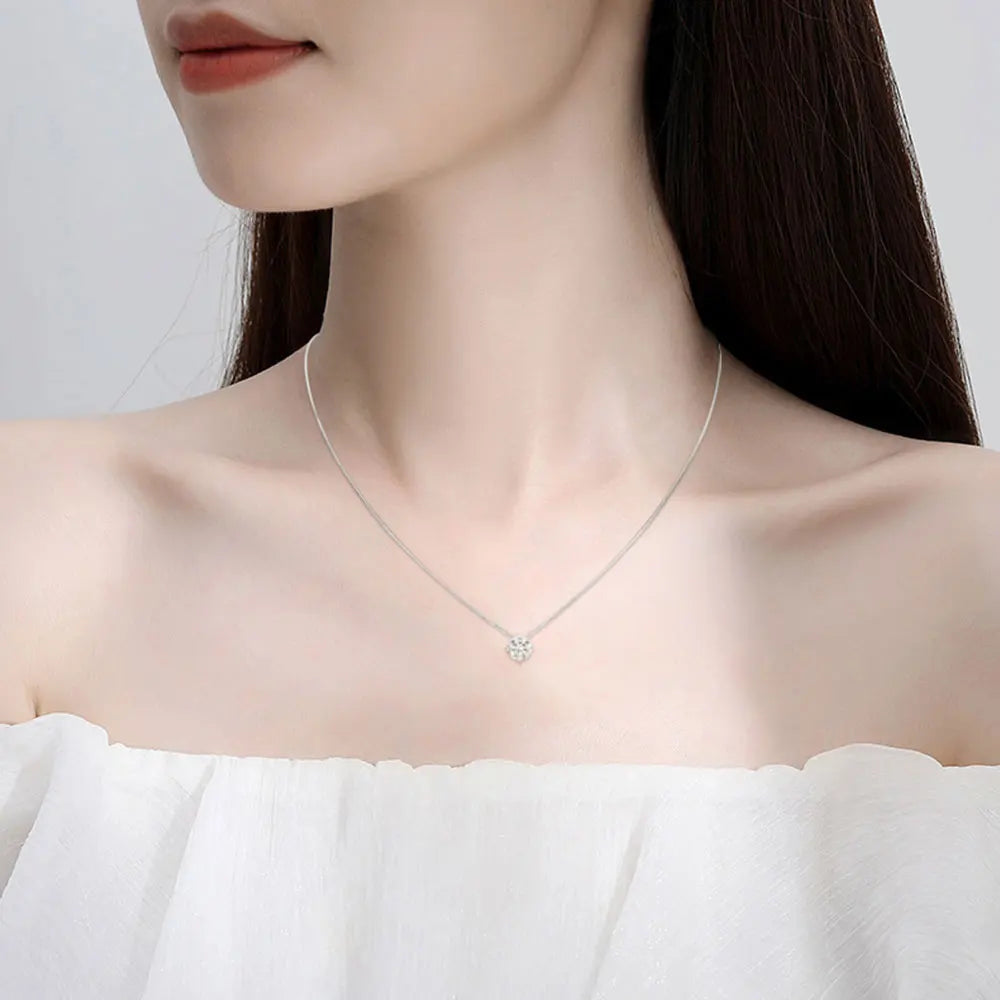 Dainty Moissanite Pendant Necklace, 0.5ct to 2ct s925