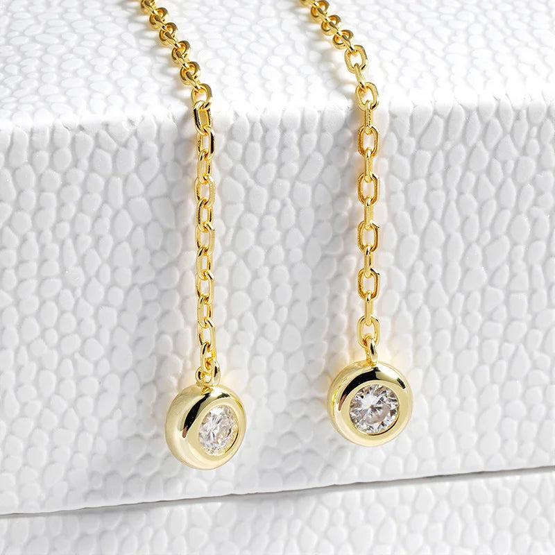 Flower Moissanite Long Chain Necklace in 925 Silver