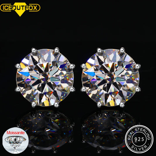 Moissanite Stud Earrings, 0.5ct to 4ct 8 Prong