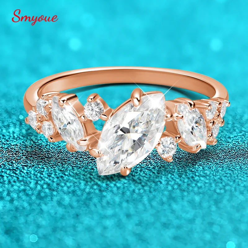 1.84cttw Marquise Moissanite Wedding Ring, 925 Silver