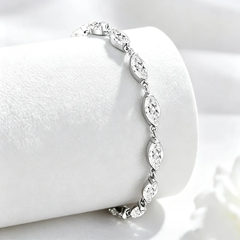 Marquise Moissanite Tennis Bracelet in Pure 925 Silver