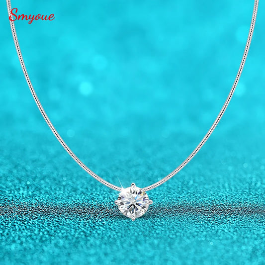 Moissanite or Zircon Pendant Necklace, 0.5ct to 2ct