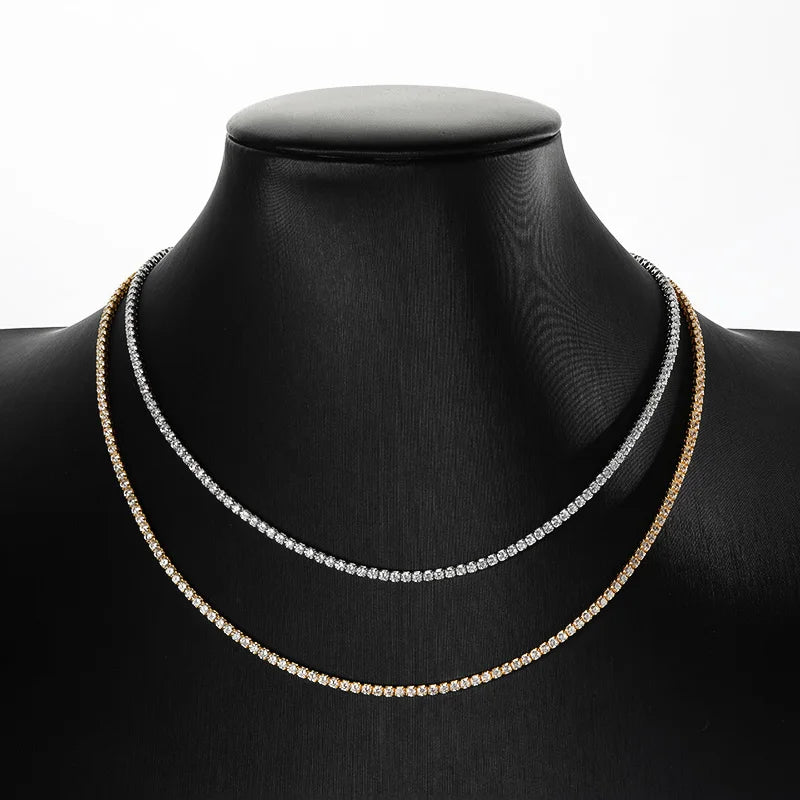 2mm Tennis Necklace Choker in Sterling Silver