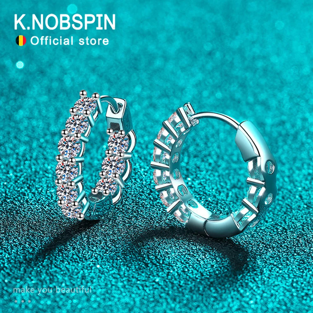 Full Moissanite Hoop Earrings, GRA Certified s925 Silver